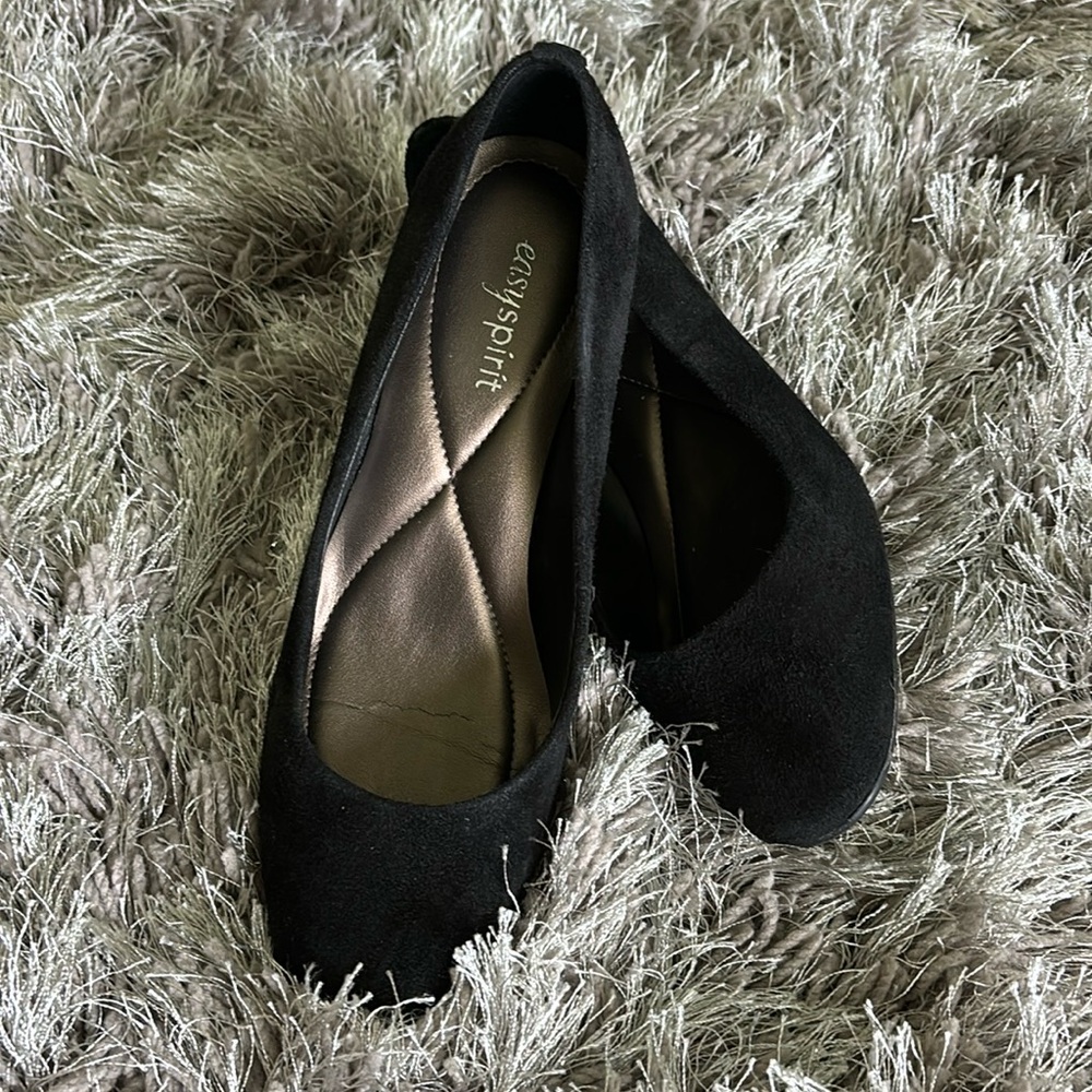 Easy Spirit wedges. Black suede, comfortable.